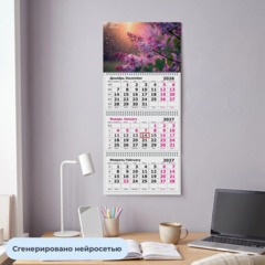 Календарь настенный 3-х блочный 2027 Attache сирень 305х675мм - фото 4