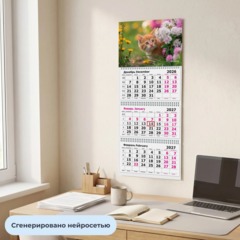 Календарь настенный 3-х блочный 2027 Attache котенок 305х675мм - фото 4