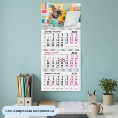Календарь настенный 3-х блочный 2027 Attache Деловой Бульдог 305х675мм - фото 4