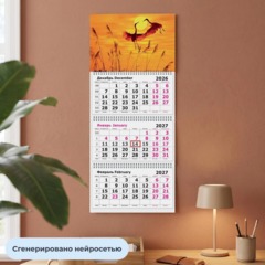 Календарь настенный 3-х блочный 2027 Attache Журавли 305х675мм - фото 4