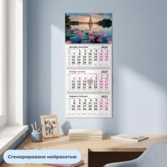 Календарь настенный 3-х блочный 2027 Attache парусник 305х675мм - фото 4