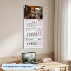 Календарь настенный 3-х блочный 2027 Attache Премиум На природе 330х705мм - фото 4