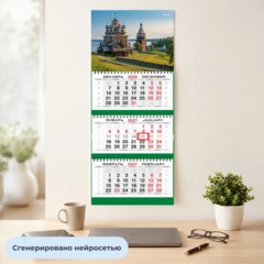 Календарь настенный 3-х блочный 2027 Attache Старинная церковь 295х710мм - фото 4