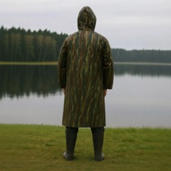 Плащ - дождевик с капюшоном, пластик, размер М, расцветка-камуфляж, 466636 - фото 6