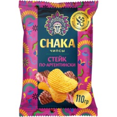 Чипсы картофельные CHAKA со вкусом Стейк по-аргентински, рифлёные, 110г