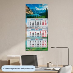 Календарь настенный 3-х блочный 2027 Attache Горная река 310х680мм - фото 4