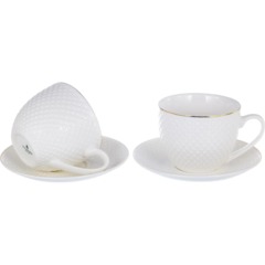 Набор чайный ГРАЦИЯ Дария 2чашки 220мл + 2блюдца, NEW BONE CHINA, 101-01018