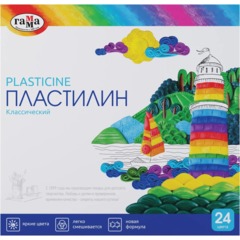 Пластилин Гамма Классический,24 цвета,480г,со стеком,картон.упак,281036