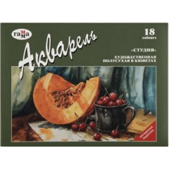 Краски акварельные Гамма Студия, 18цв., кюветы,картон.упак,215003