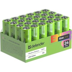 Батарейка DEFENDER алкалиновая LR6-24box АА, бокс 24шт/уп EcoLine