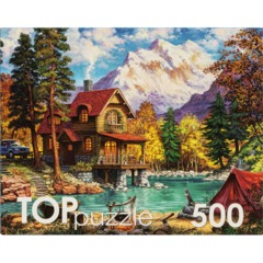 Пазл 500 элементов. ДОМИК У ОЗЕРА В ГОРАХ,ХТП500-6819 - фото 2