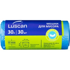 Мешки для мусора ПНД 30л 12мкм 30шт/рул синие 50x60см Luscan_Т