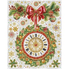 Наклейка НГ оконная из ПВХ пленки, декор.глиттером с раскрас. 30x38см 92062