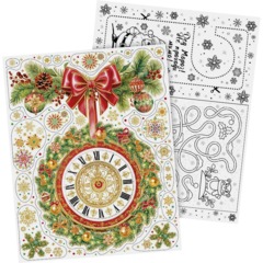 Наклейка НГ оконная из ПВХ пленки, декор.глиттером с раскрас. 30x38см 92062 - фото 3