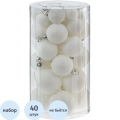 Набор шаров Снежное очарование, 40шт,D 6 см, L14,5 W14,5 H26 см, 807821