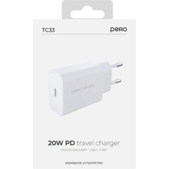 Зарядное устройство сетевое PERO TC33 USB-C, PD 3.0, 20W белый - фото 4