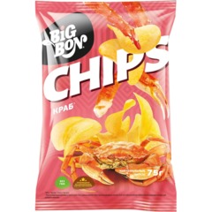 Чипсы BIGBON CHIPS из натурального картофеля со вкусом Краба, 75г