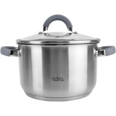 Кастрюля LARA (нерж) КАЛИПСО 18х11.5см 2.9л,индук, крышка стекло/силикон