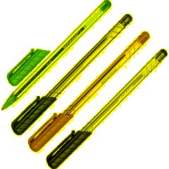 Ручка шариковая неавтомат. KORES К1 0,7ммтреуг.корп4шт/бл сн/чр/кр/зл - фото 2