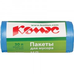 Мешки для мусора ПНД 30л 12мкм 30шт/рул синие 50x60см Комус/Luscan Мешки для мусора ПНД 30л 12мкм 30шт/рул синие 50x60см Комус/Luscan - фото 2