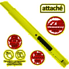 Нож канцелярский 9мм Attache металлический, фиксатор, цв.металлик - фото 2