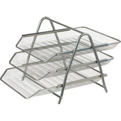 Лоток горизонтальный для бумаг 3секции Attache 265x335x275мм металл серебр - фото 3