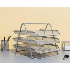 Лоток горизонтальный для бумаг 3секции Attache 265x335x275мм металл серебр - фото 9