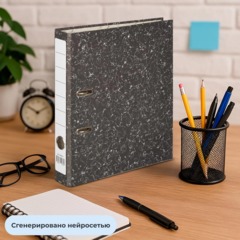 Папка-регистратор 50мм мрамор, черн. (фикс.мех)бум/бум,мет.уг - фото 9