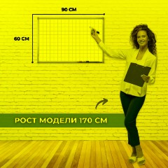 Доска магнитно-маркерная с линовкой Attache Line КЛЕТКА 60х90 лак ал. рама - фото 3