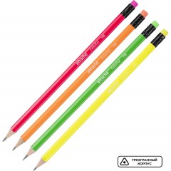 Карандаш чернографитный Attache Colorful! HB заточ.,с ласт. - фото 3