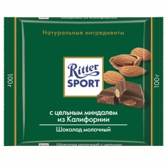 Шоколад Ritter Sport молочный цельный миндаль 100г - фото 2