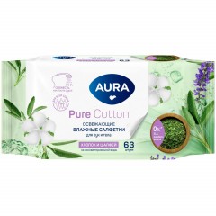 Салфетки влажные AURA освежающие для всей семьи 63шт. Салфетки влажные AURA освежающие для всей семьи 63шт. - фото 3