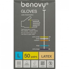 Перчатки мед. смотров. латекс., нестер., с пудрой, Benovy (L) 50 пар/уп Перчатки мед. смотров. латекс., нестер., с пудрой, Benovy (L) 50 пар/уп - фото 2