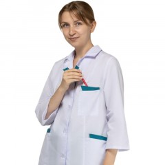 Костюм для медицинского персонала м01-КБР жен. цв.бел/бир (р.40-42) 158-164 Костюм для медицинского персонала м01-КБР жен. цв.бел/бир (р.40-42) 158-164 - фото 6