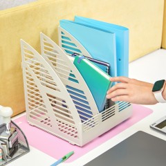 Лоток вертикальный Attache сборный 3 отделения серый - фото 12