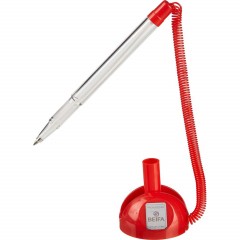 Ручка шариковая на подставке на липучке 8863 красная - фото 2