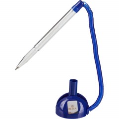 Ручка шариковая на подставке на липучке 8863 синяя - фото 2