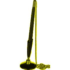 Ручка шариковая на подставке на липучке KP1005 в держат с цепочкой цв.черн