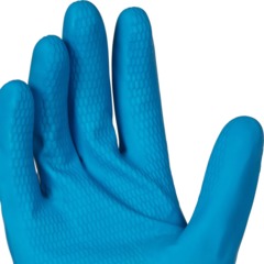 Перчатки VILEDA PROFESSIONAL многоцелевые латексные МНОГОРАЗОВЫЕ х/б напыление, ПРОЧНЫЕ, размер L (большой), синие, 174355 - фото 2
