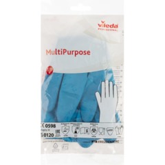 Перчатки VILEDA PROFESSIONAL многоцелевые латексные МНОГОРАЗОВЫЕ х/б напыление, ПРОЧНЫЕ, размер L (большой), синие, 174355 - фото 4