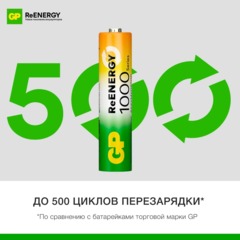 Аккумулятор GP 950mAh AAA 100AAAHC3/1-2DECRC4/100AAAHC3/1RGY-2CRCB4 бл/4шт - фото 7