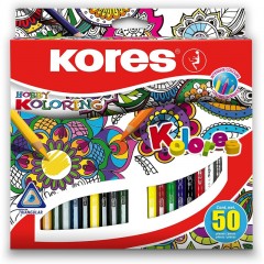 Карандаши цветные 50 цв. 3-гран.Kores 93350 Карандаши цветные 50 цв. 3-гран.Kores 93350 - фото 2
