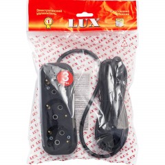 Удлинитель LUX У3-Е-03 3-местный с з/к, 250В 16А, 3м, черный - фото 2