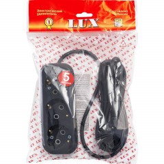 Удлинитель LUX У3-Е-05 3-местный с з/к, 250В 16А, 5м, черный - фото 2