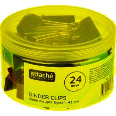 Зажимы для бумаг Attache Selection, 41мм, 24 шт, цветные, пласт.уп - фото 3