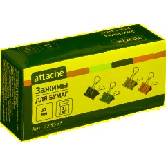 Зажимы для бумаг Attache, 32 мм, 12 шт., цветные, в карт.коробке - фото 7