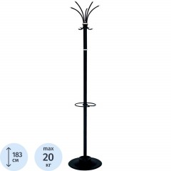 Вешалка напольная Титан Класс-ТМЗ, 395*1835 мм,  металл, черная, 5 крючков, подставка для зонтов