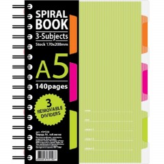 Тетрадь 140л,кл,А5,SPIRAL BOOK Салатовый,евросп,обл.пл,раздел.84108