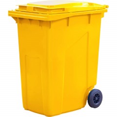 Контейнер-бак мусорный 360л на 2-х колёсах с крышкой, желтый