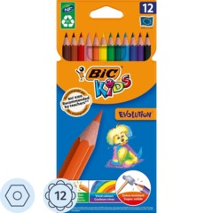 Карандаши цветные 12цв 6-гран BIC Evolution 829029